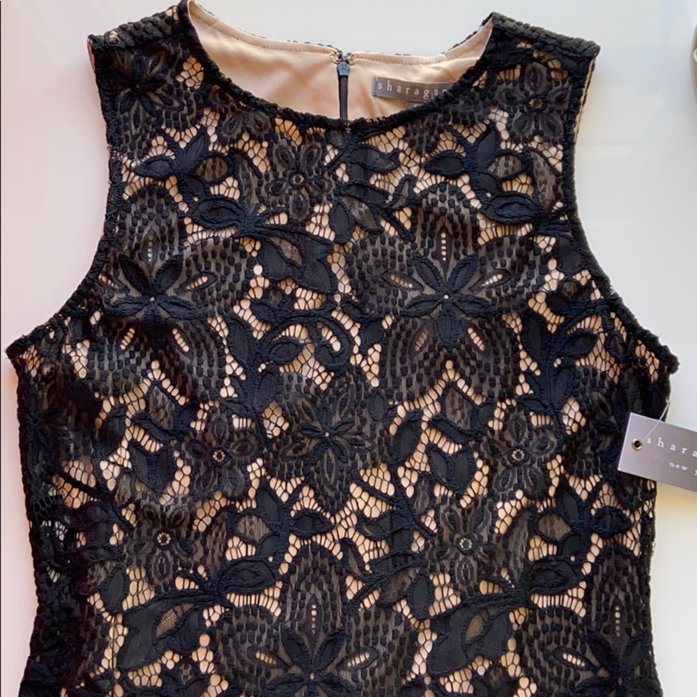 NWT Sharagano Floral Lace Scalloped Sheath Dress - Picture 4 of 9